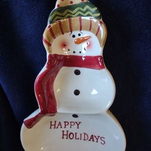 Santa's Workbench Snowman Candy Dish